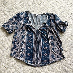 Cute floral Lucky Brand boho shirt sz M